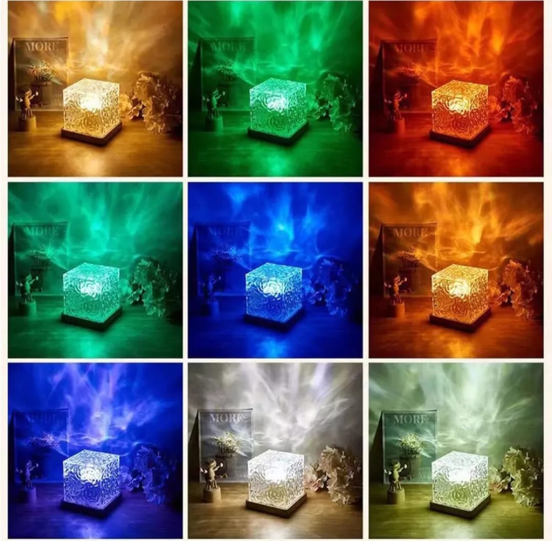 Proyector de ondas oceánicas, lámpara de cubo, proyector de luces del norte de 16 colores para dormitorio