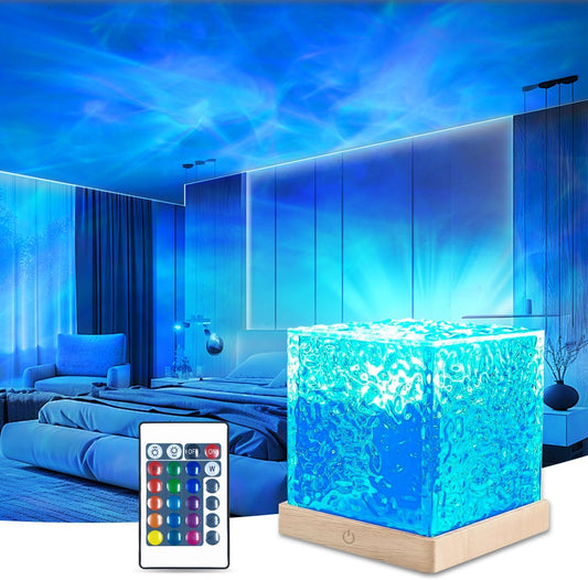 Proyector de ondas oceánicas, lámpara de cubo, proyector de luces del norte de 16 colores para dormitorio